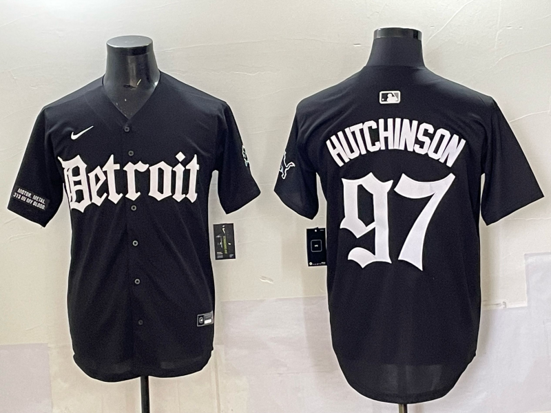 Men 2025 Detroit Lions #97 Hutchinson Black NFL jersey 002